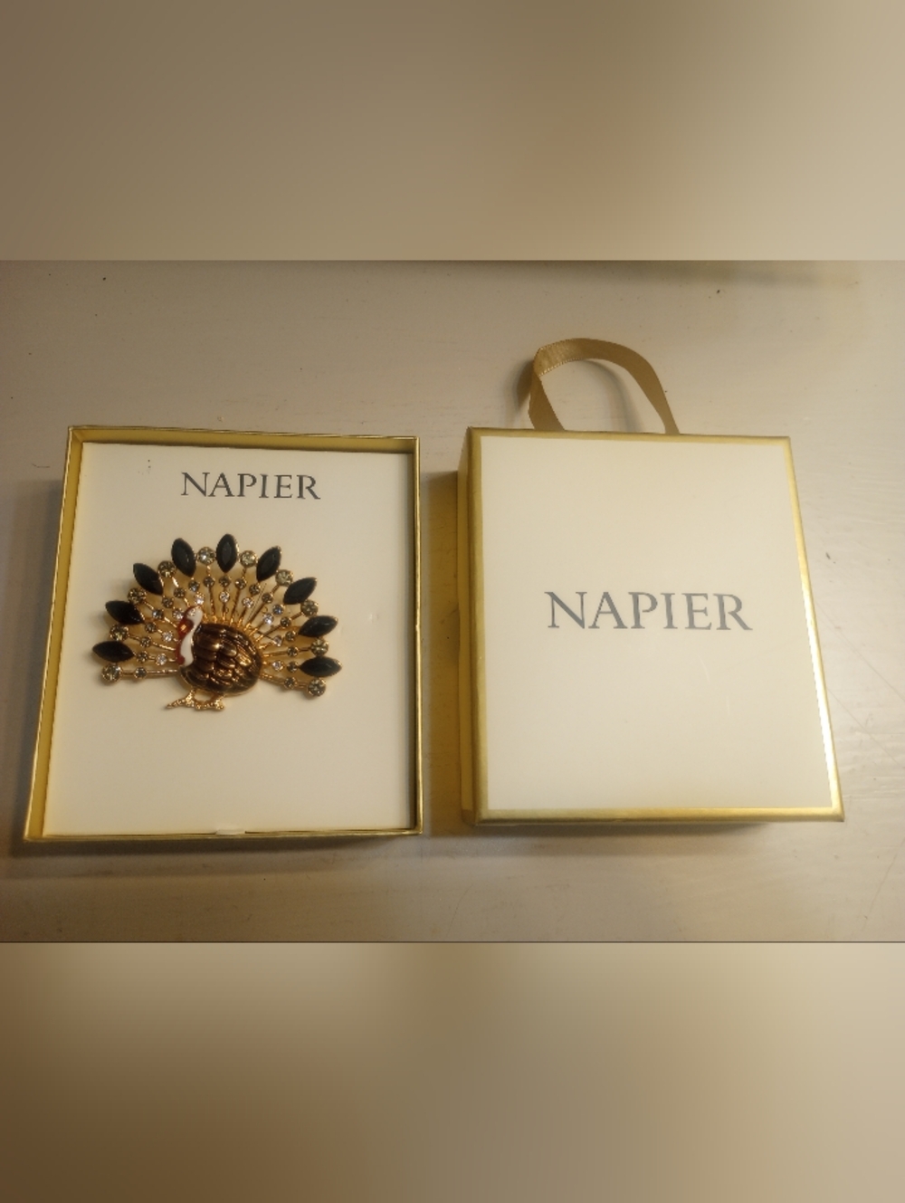 Napier Thanksgiving Turkey Brooch In Gift Box - Picture 3 of 5